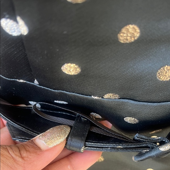 EUC White House Black Market Black Dress with Gold Dots, Pockets and Belt (8) - Picture 8 of 15